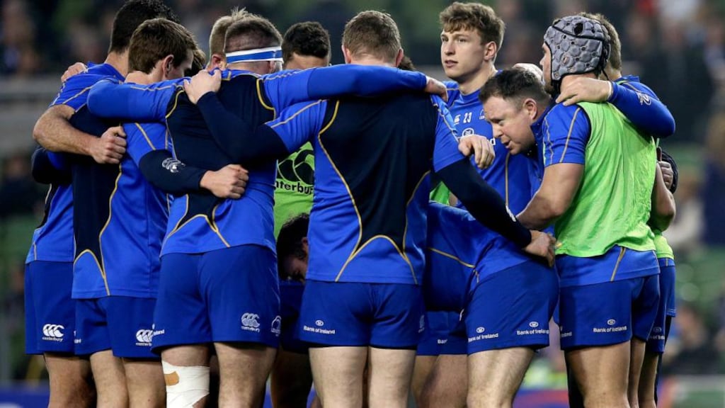 Leinster head coach Matt O’Connor speaks to his Leinster players before last Saturday’s  RaboDirect Pro12 victory over Munster at the Aviva Stadium. Photograph: James Crombie/Inpho