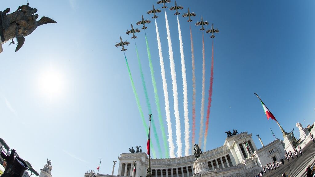 Italian Airforce planes mark Republic Day in Rome. There is a strong case to be made for such a public holiday here. Getty