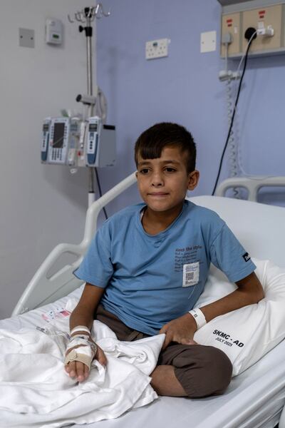 Ahmad al-Ladawi (12) in his hospital bed in Abu Dhabi, United Arab Emirates, September 11th, 2025. Photograph: Natalie Naccache/ The New York Times