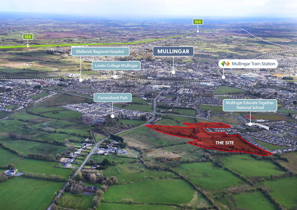 An aerial view of the Mullingar residential development site