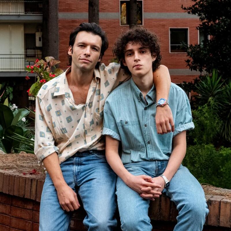 Filippo Scotti and Marlon Joubert on the set of The Hand of God. Photograph: Gianni Fiorito