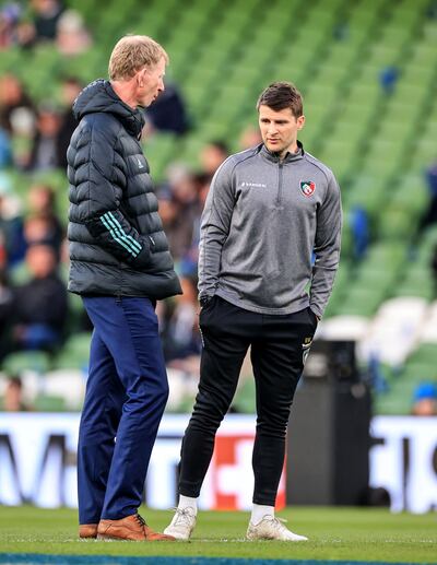 Leo Cullen and Leicester Tigers' interim head coach Richard Wigglesworth at the Aviva Stadium. 'It’s hard work, there’s no secret to success. You’ve got to have guys who are willing to put in hard work,' said Cullen. Photograph: Dan Sheridan/Inpho