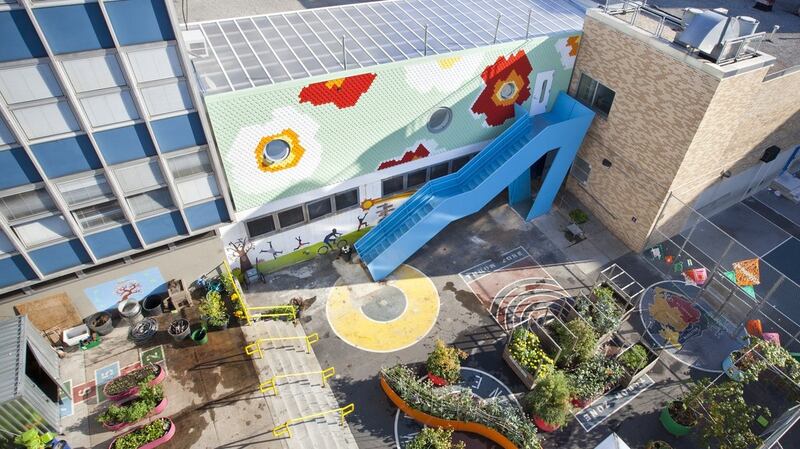 WORKac: Dan Wood and Amale Andraos’s edible schoolyard at PS7 in Harlem. Photograph: Raymond Adams