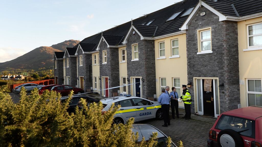 Garda Commissioner Nóirín O’Sullivan at the scene of the shooting at Mullach Álainn estate in Omeath, Co Louth where Garda Tony Golden was killed. Photograph: Dara Mac Dónaill/The Irish Times