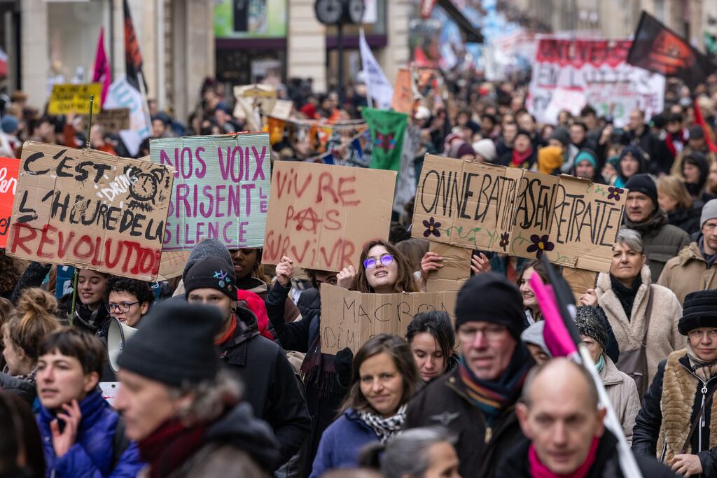 A protest held in Dijon, France. Photograph: Arnaud Finistre/AFP via Getty Images