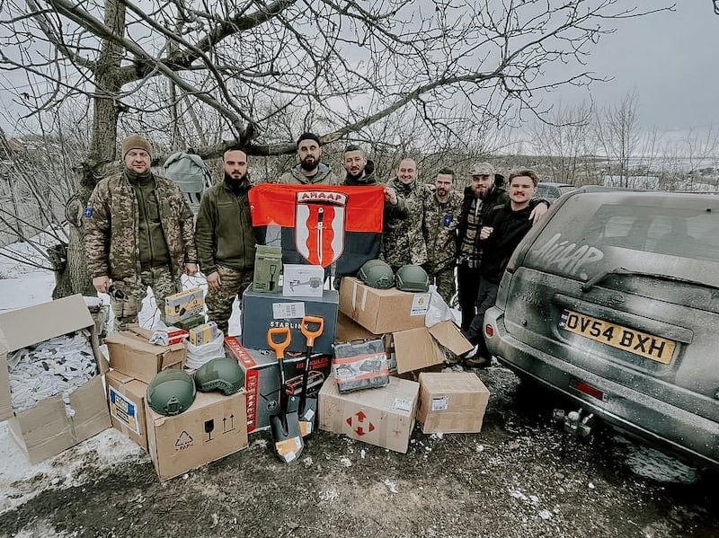 Stanislav Dekhtiar with other members of the Aidar battalion. Photograph courtesy of Stanislav Dekhtiar