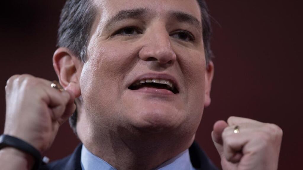 US Republican senator Ted Cruz: he pushed his party to force a government shutdown in 2013 in an unsuccessful bid to deny funding to the Affordable Care Act, drawing the disapproval of Republican leaders and praise from the grassroots Tea Party. Photograph: Nicholas Kamm/AFP/Getty Images