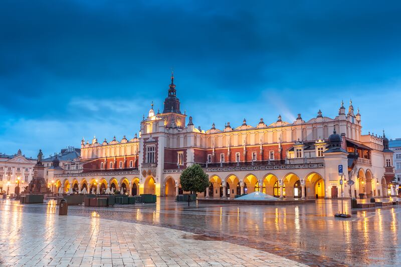 Old town in the main Market Square in the centre of Krakow. Photograph: Getty Images