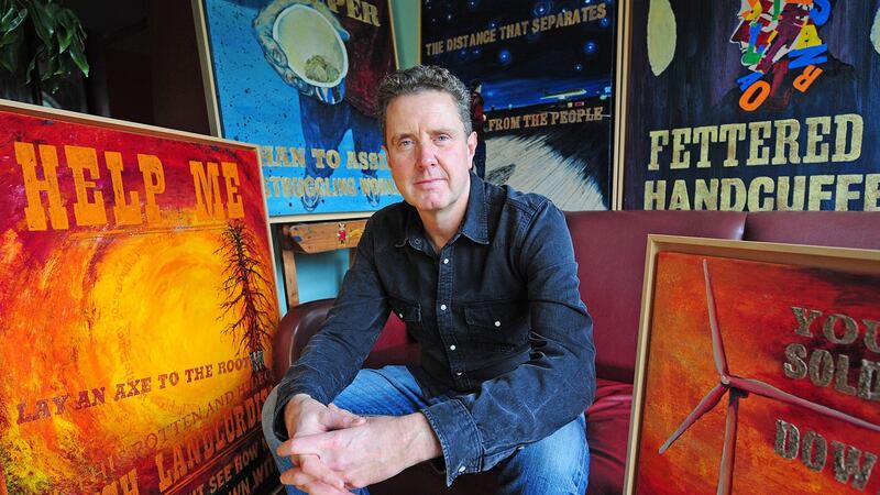 Artist Brendon Deacy who is mixing painting and words. Photograph: James Flynn