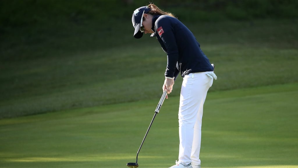 Leona Maguire putts on the first green during the second round of the BMW Ladies Championship in Busan, South Korea. Photo: Chung Sung-Jun/Getty Images