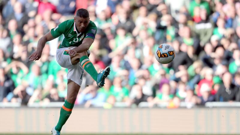 Walters volleys home the equaliser. Photo: Niall Carson/PA