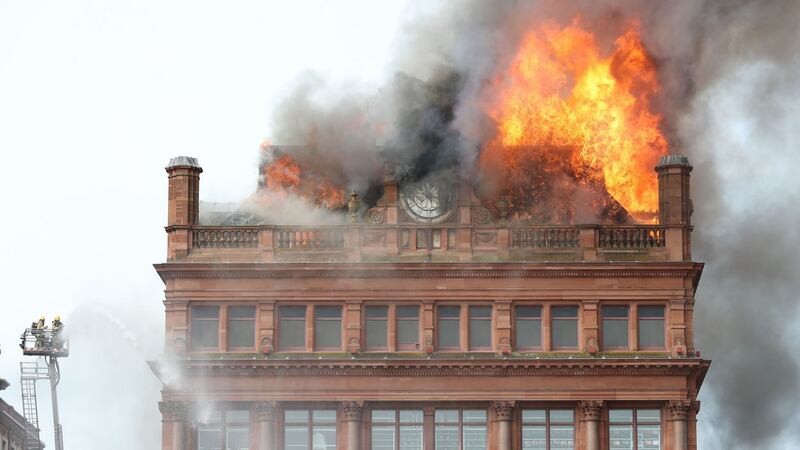 Fire and smoke from the  blaze. Photograph: Liam McBurney/PA Wire