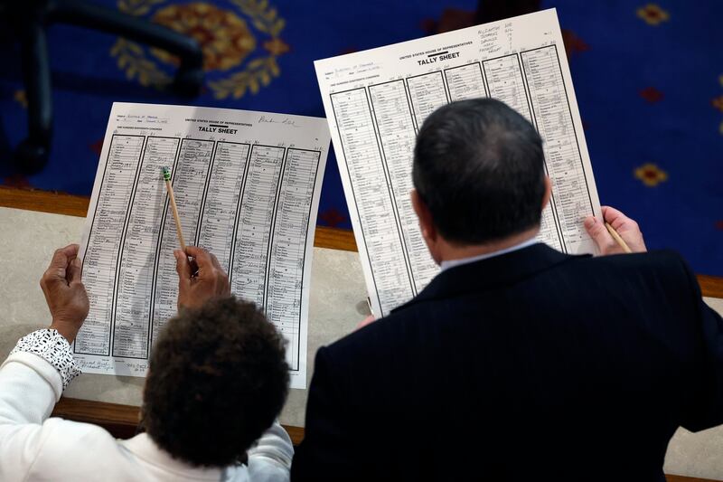Votes are counted in during the third day of elections for speaker of the House of Representatives on Thursday. Photograph: Chip Somodevilla/Getty Images