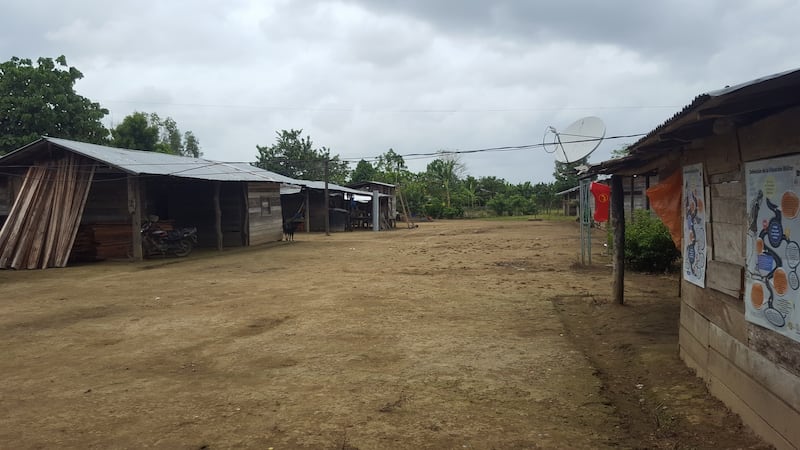 The humanitarian zone of Caracolí, a tiny, dusty village that is home to seven families, near Curvaradó in Colombia’s northwestern department of Chocó. Photograph: David McKechnie