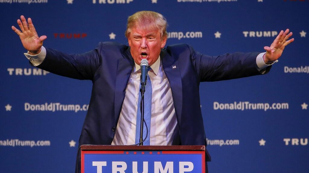 Donald Trump speaks at a campaign rally in  Georgia. Steve Tyler of Aerosmith has asked him to stop using a song at events.  Photograph: Erik S LEsser/EPA