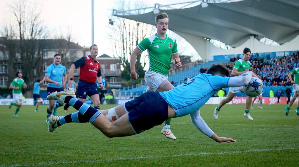The 2019 Leinster schools senior cup final between St Michael’s and Gonzaga saw one team who looked like, well, schoolboys; their opponents looked like a Leinster pre-Academy team which, to a large extent, they were. Photograph: Oisín Keniry/Inpho