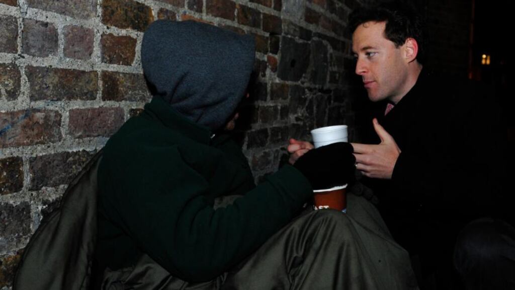 Carl O’Brien pictured on the Simon community soup run during their nightly soup run aroud Dublin City Centre.Photograph: Aidan Crawley