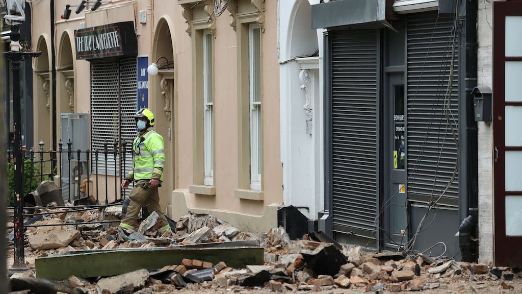 Gardai and emergency services attended the scene of a roof collapse in Bray this morning. Photograph: Nick Bradshaw