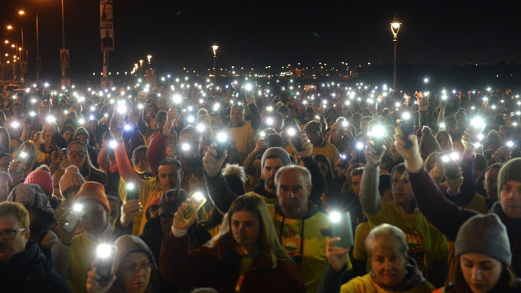 Participants in the Darkness Into Light event in Clontarf. Photograph: Dara Mac Dónaill/The Irish Times