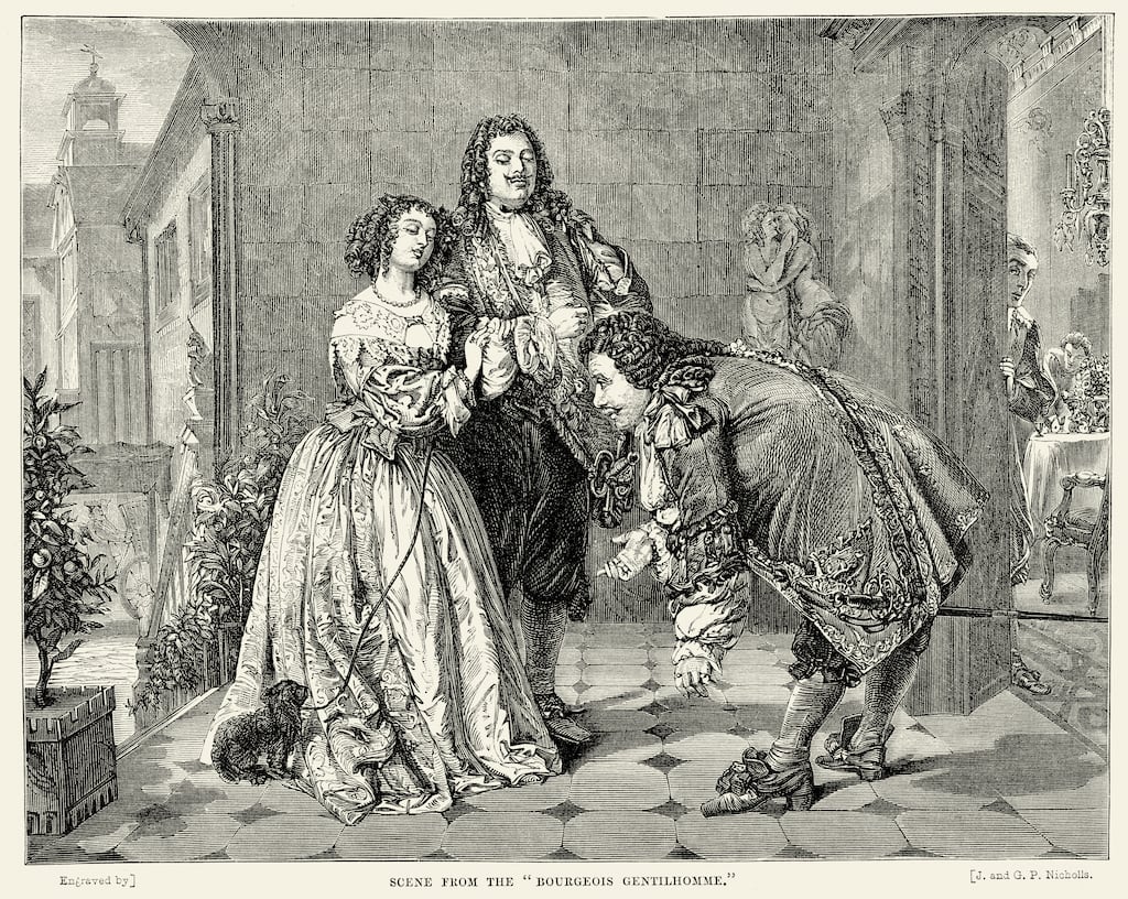 Vintage engraving of a scene from Le Bourgeois gentilhomme by Moliere. Photograph: Getty Images