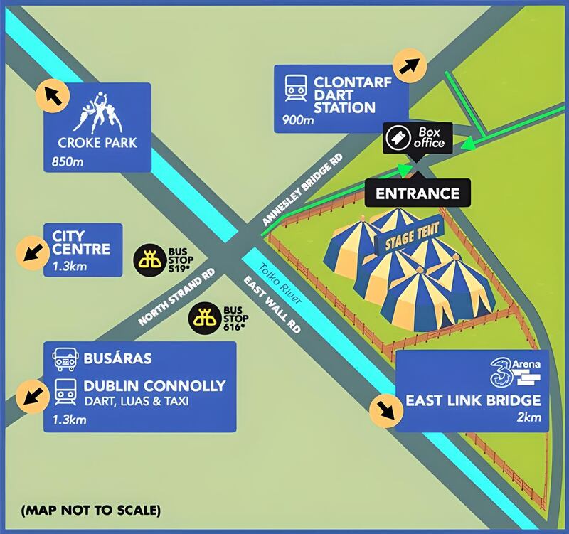 Map showing location of Fairview Park venue stage