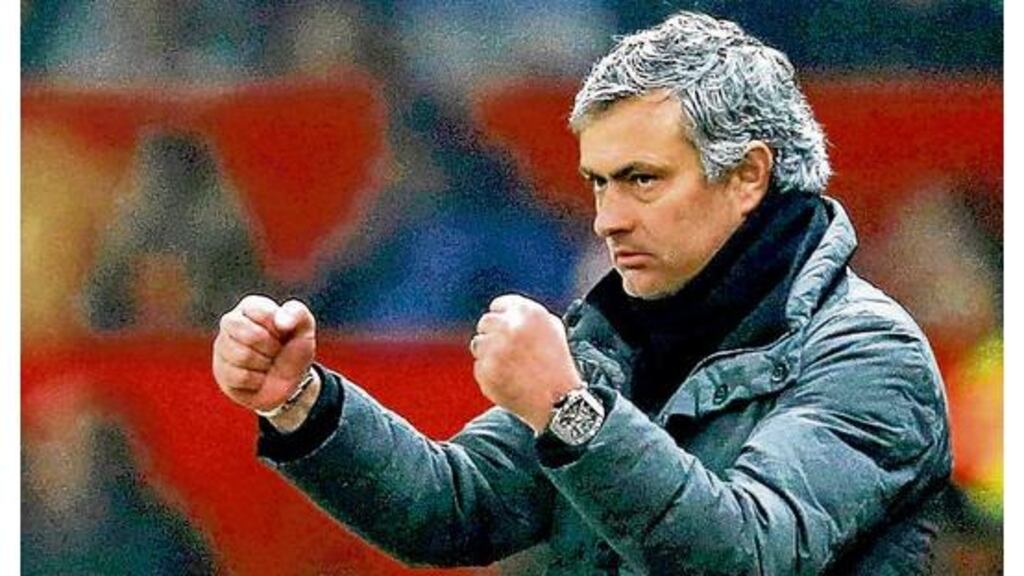 Jose Mourinho reacts to Real Madrid's controversial victory over Manchester United. Photograph: Reuters