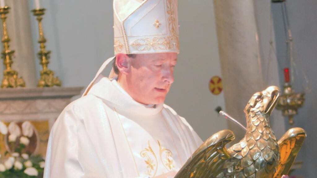Newly elected Bishop of Waterford Alphonsus Cullinan giving his address at the episcopal ordination ceremony at Waterford cathedral yesterday. Photograph: John Power
