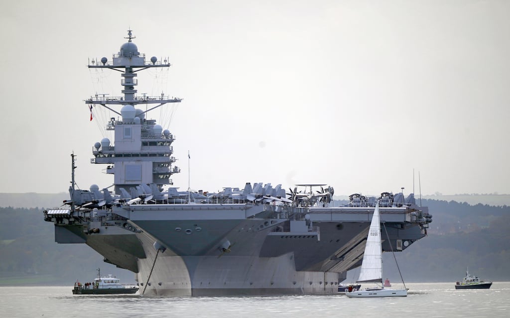 The USS Gerald R Ford will sail form the Mediterranean to South America. Photograph: Andrew Matthews/PA