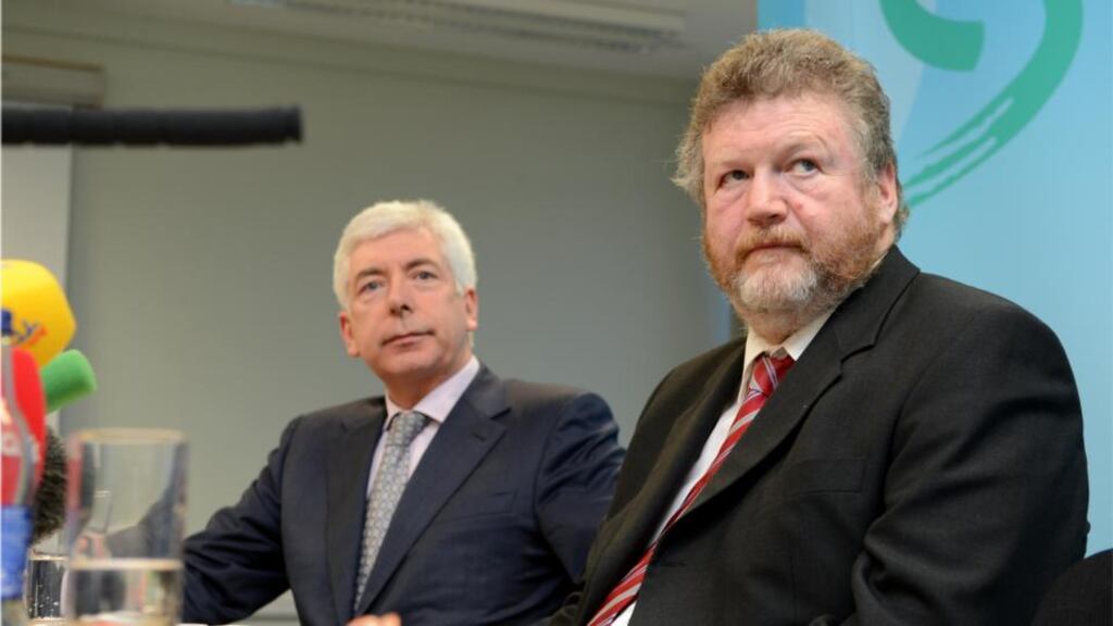 Alex White and Minister for Health James Reilly. “In spite of soothing noises from Minister of State Alex White, the fact is that nothing has been done after two-and-a-half years.” Photographer: Dara Mac Donaill