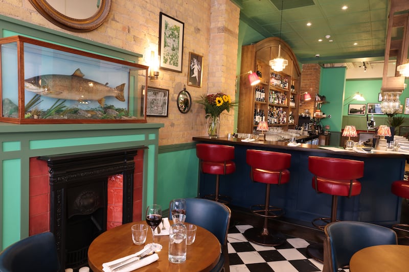 A giant 9½kg salmon mounted in a glass case over a fireplace might divide opinion. Photograph: Dara Mac Dónaill