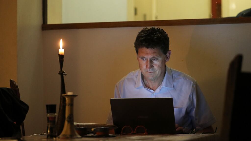 WFH at conference: Green Party leader Eamon Ryan at his home in south Dublin. Photograph: Nick Bradshaw