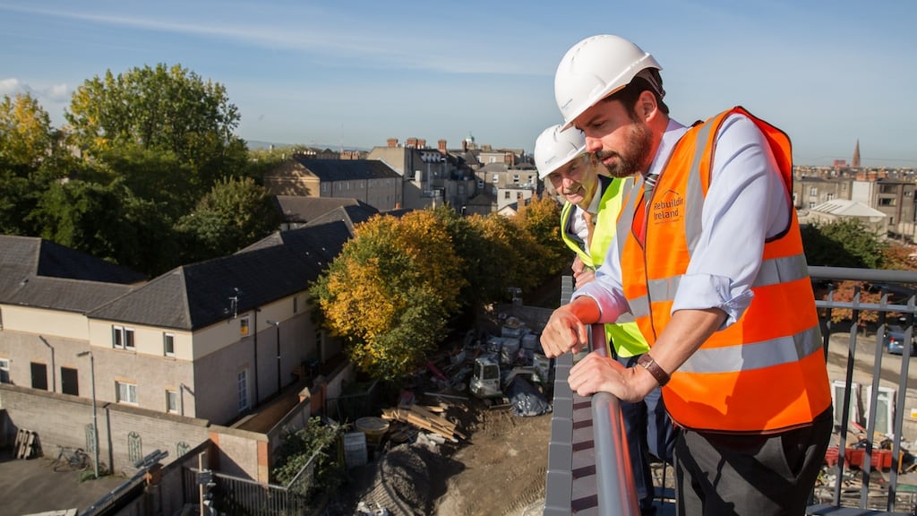 Minister for Housing Eoghan Murphy marks the completion of social housing at Charlemont Street in Dublin.