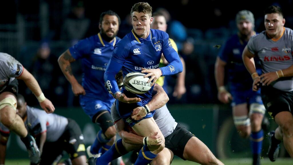 Leinster’s Garry Ringrose tackled by Eital Bredenkamp of Southern Kings during their Pro14 clash at the RDS. Photo: Gary Carr/Inpho