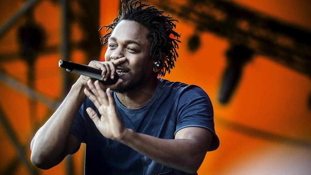 Kendrick Lamar performs at the Orange Stage, Roskilde Festival. He’ll be showing Longitude who is boss on Friday evening. Photograph: Simon Laessoee/Scanpix Denmark/Reuters