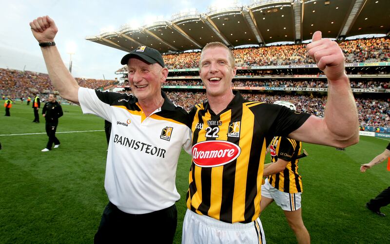 Kilkenny manager Brian Cody celebrates with Henry Shefflin after their 2014 All-Ireland hurling final replay win over Tipperary at Croke Park. Photograph: Ryan Byrne/Inpho
