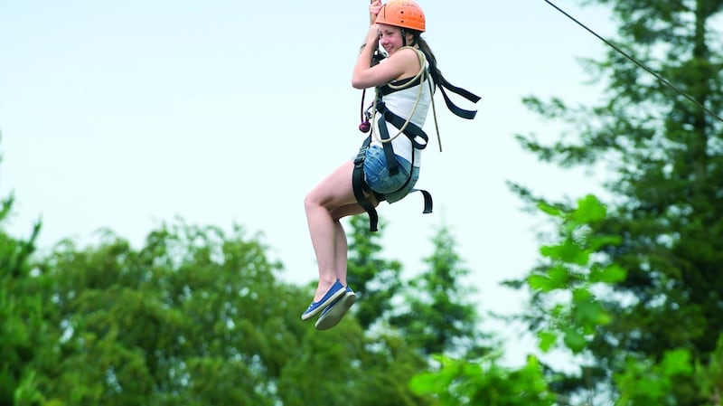 Ziplining at Center Parcs, Milton Keynes. Photograph: Center Parcs