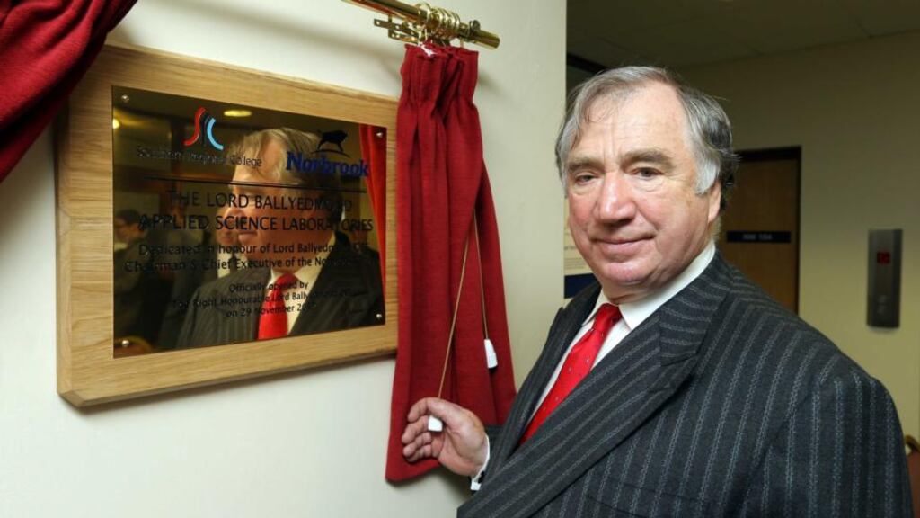 Dr Edward Haughey during his visit to Southern Regional College in Newry on in 2012 to view the new state of the art science facilities and unveil a plaque in his honour. Photograph: Press Eye