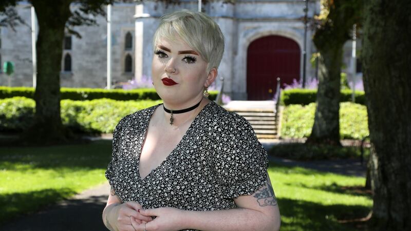 Student Eve Shields at NUI Galway: ‘There’s not enough emphasis placed on the person. It’s more just placed on policy.’   Photograph: Joe O’Shaughnessy