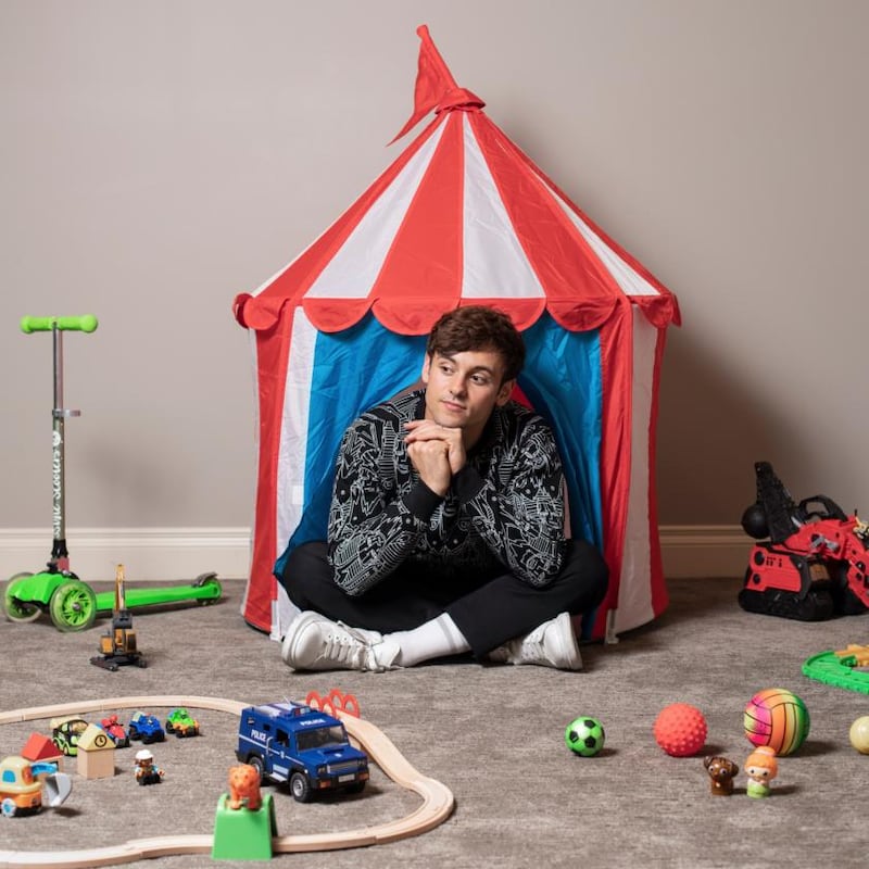 Lockdown and the delayed Olympics gave Daley more time to bond with his young son, Robbie (whose toys are pictured here), and his husband, Dustin Lance Black. Photograph: Amber Bracken/The New York Times