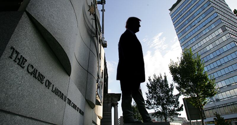 A computer generated image of a proposed statue near Liberty Hall. It is understood this aspect of Mr Trump's plans may be rejected by Dublin City Council