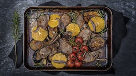Lamb chops with aubergine, orange and anchovy