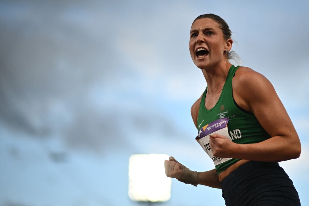 Kate O'Connor in the heptathlon shot put event during the Commonwealth Games at the Alexander Stadium in Birmingham, England, in August 2022. Photograph: Ben Stansall/AFP
