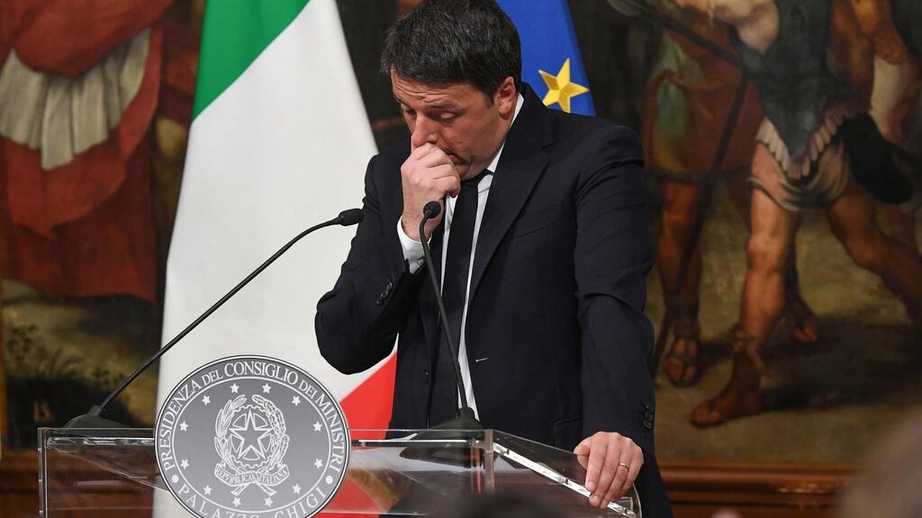 Crushing margin of prime minister Matteo Renzi’s defeat stirred alarm among investors in Italian stock markets. Photograph: Alessandro di Meo/EPA