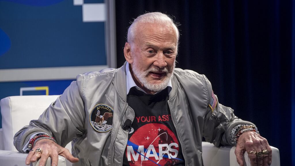Buzz Aldrin at the SXSW festival: the second man on the moon  wants us to get our asses to Mars. Photograph: David Paul Morris/Bloomberg