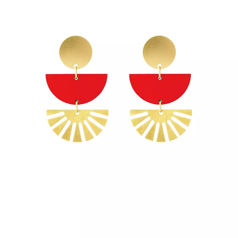 Jenny Fan earrings, available in a range of colours, €58 from shockofgrey.com