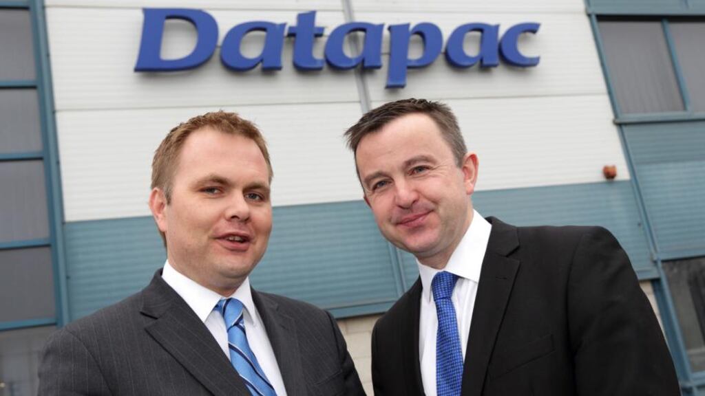 Patrick Kickham, director at Datapac, with Brian Hayes, Minister of State at the Department of Public Expenditure and Reform with special responsibility for the Office of Government Procurement (OGP). Photograph: Philip Leonard.
