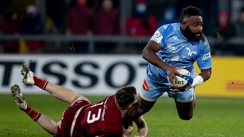 Chris Farrell tackles Filipo Nakosi. Photo: Morgan Treacy/Inpho
