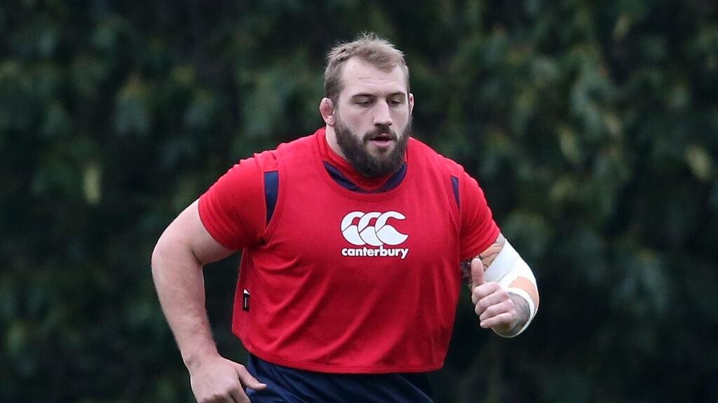 Joe Marler looks on during the England training session held at Pennyhill Park. Photograph: David Rogers/Getty Images