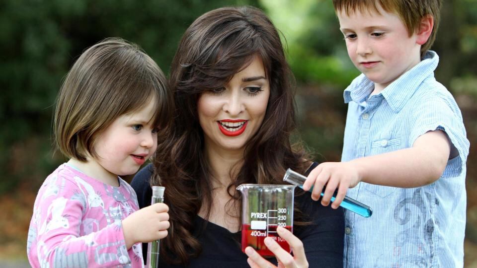 Science and maths educator Aoibhinn Ní Shúilleabháin (centre) at the launch of Science Week 2011