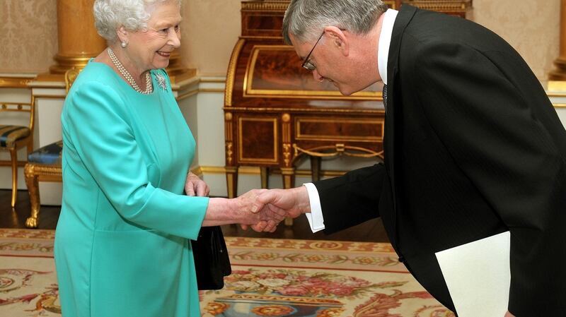 Former ambassador Bobby McDonagh meeting Queen Elizabeth at Buckingham Palace in 2009. Photograph: John Stillwell/ WPA Pool/ Getty Images